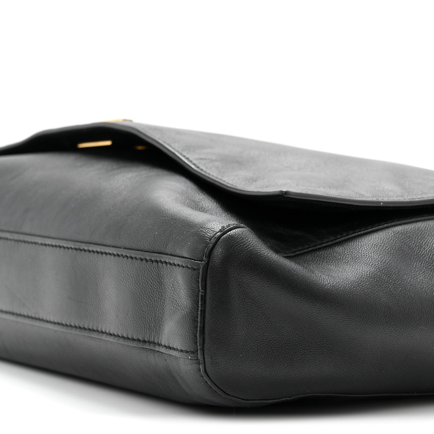 Smooth Calfskin Suede Medium Reversible Monogram Kate Satchel Black