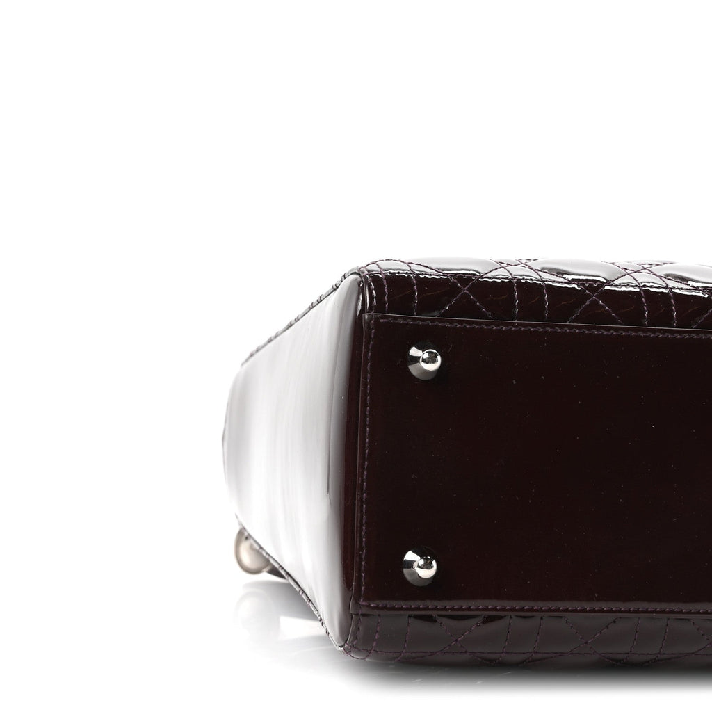Patent Cannage Large Lady Dior Burgundy