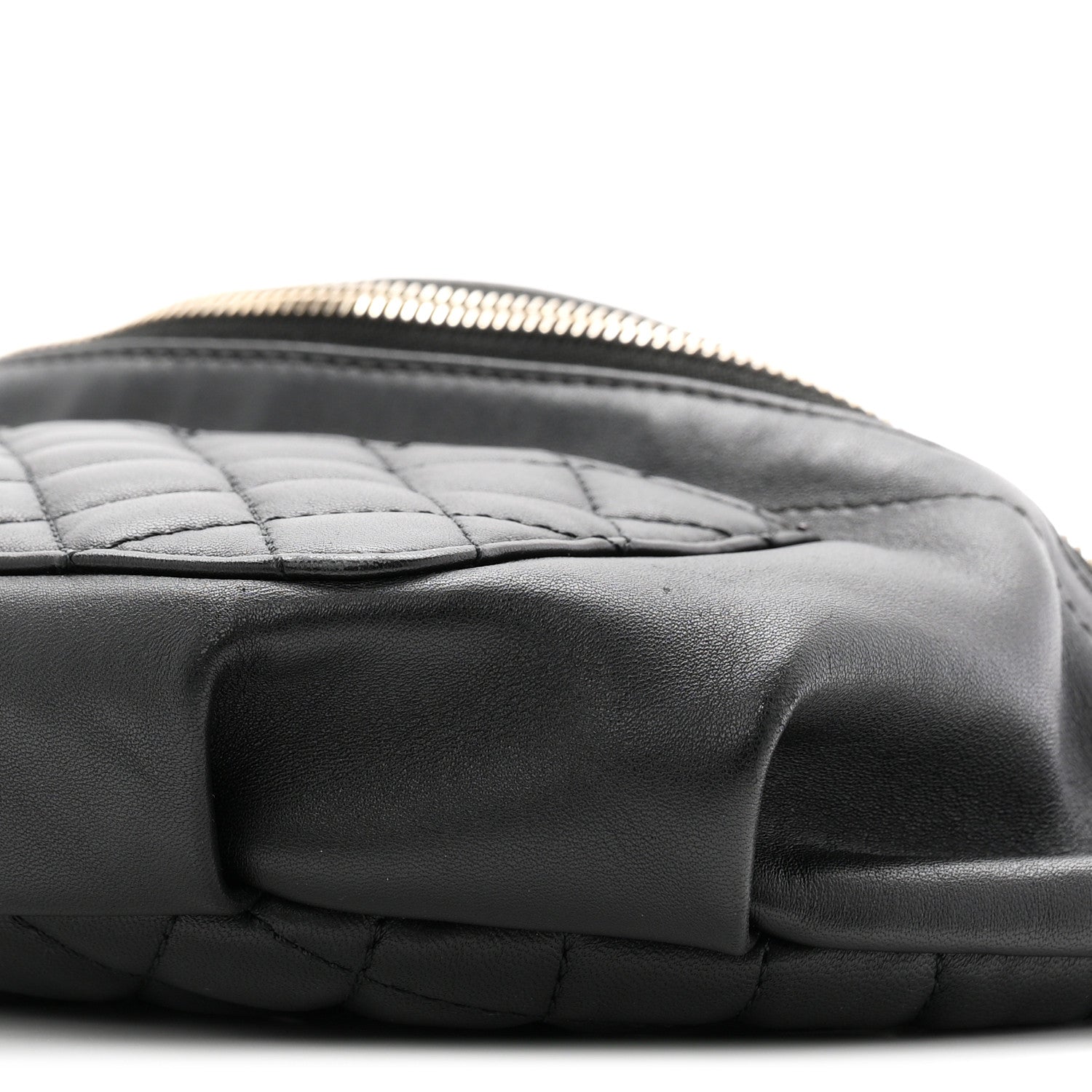 Lambskin Quilted Waist Bag Fanny Pack Black