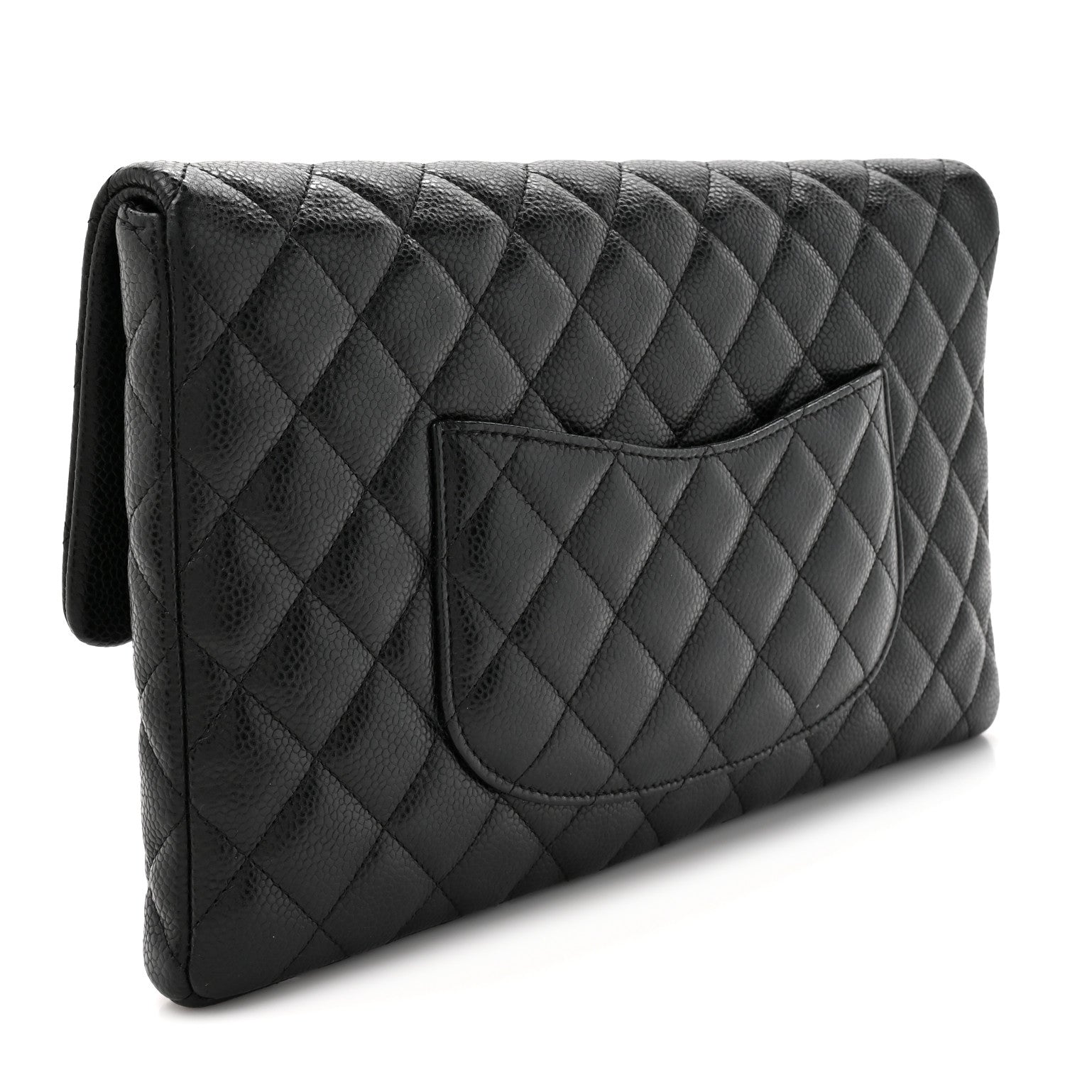 Caviar Quilted Flap Clutch Black