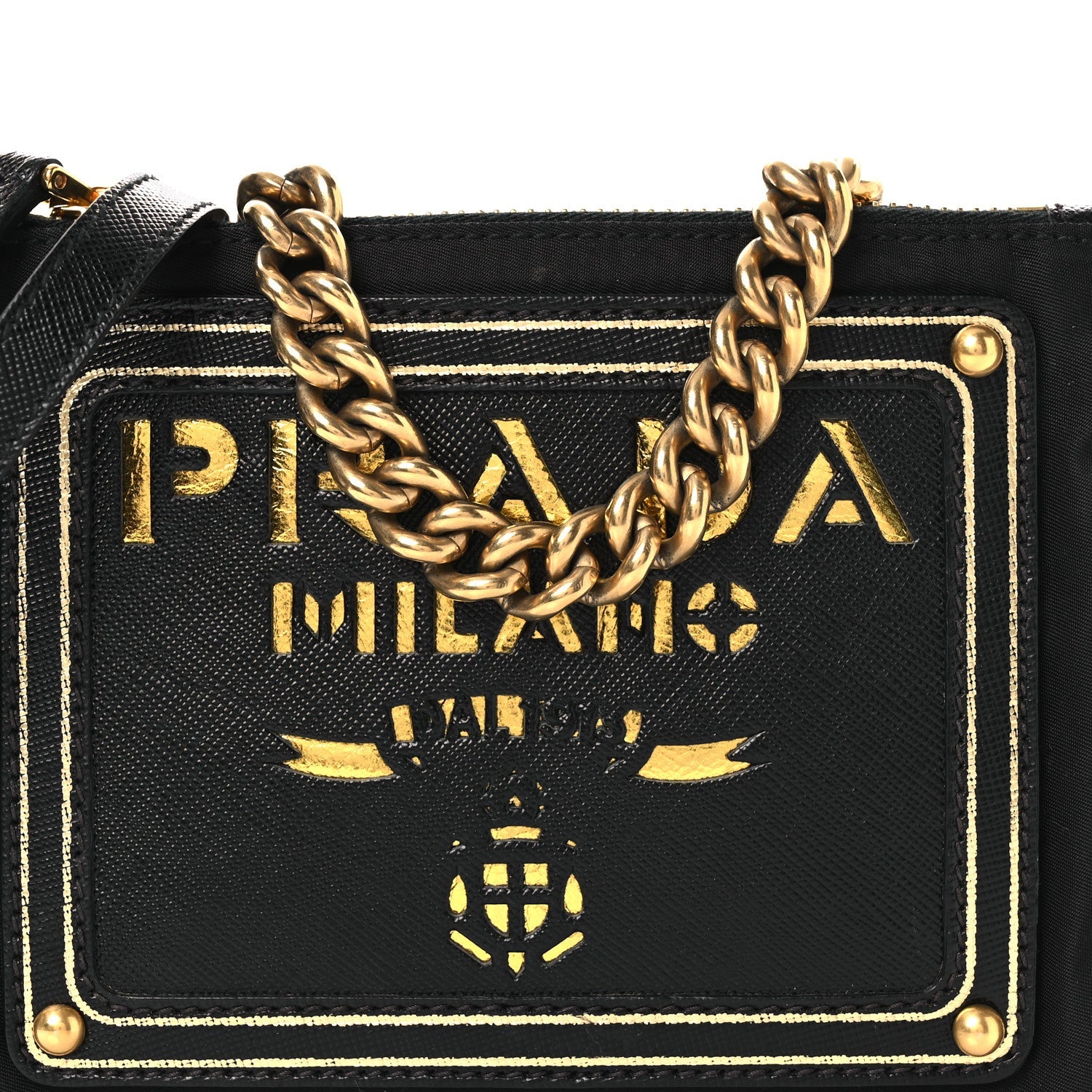 Tessuto Bandoliera Logo Shoulder Bag Gold Black