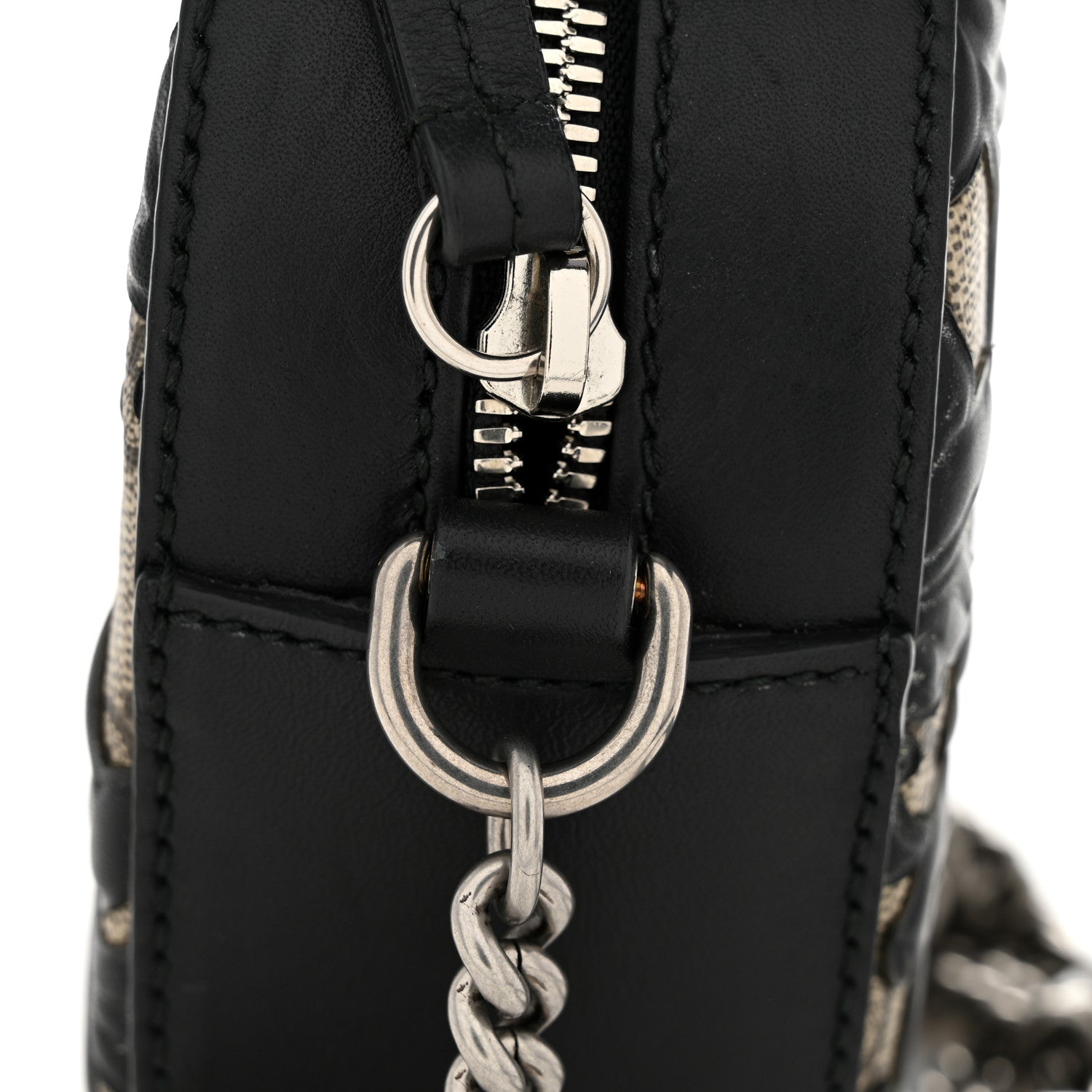 GG Supreme Monogram Arabesque Mini Chain Shoulder Bag Beige Black