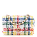 Tweed Quilted Mini Rectangular Flap White Red Yellow Blue Green