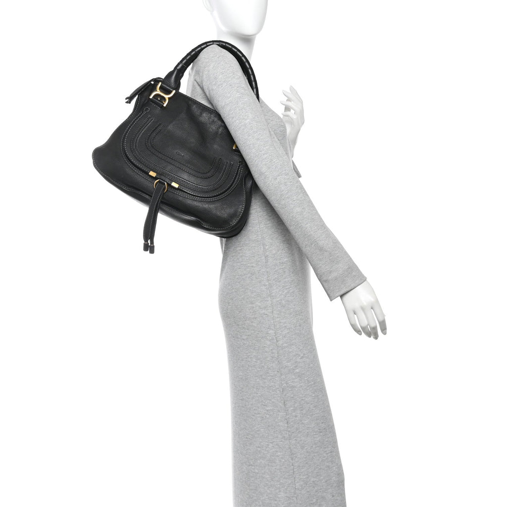 Calfskin Medium Marcie Satchel Black