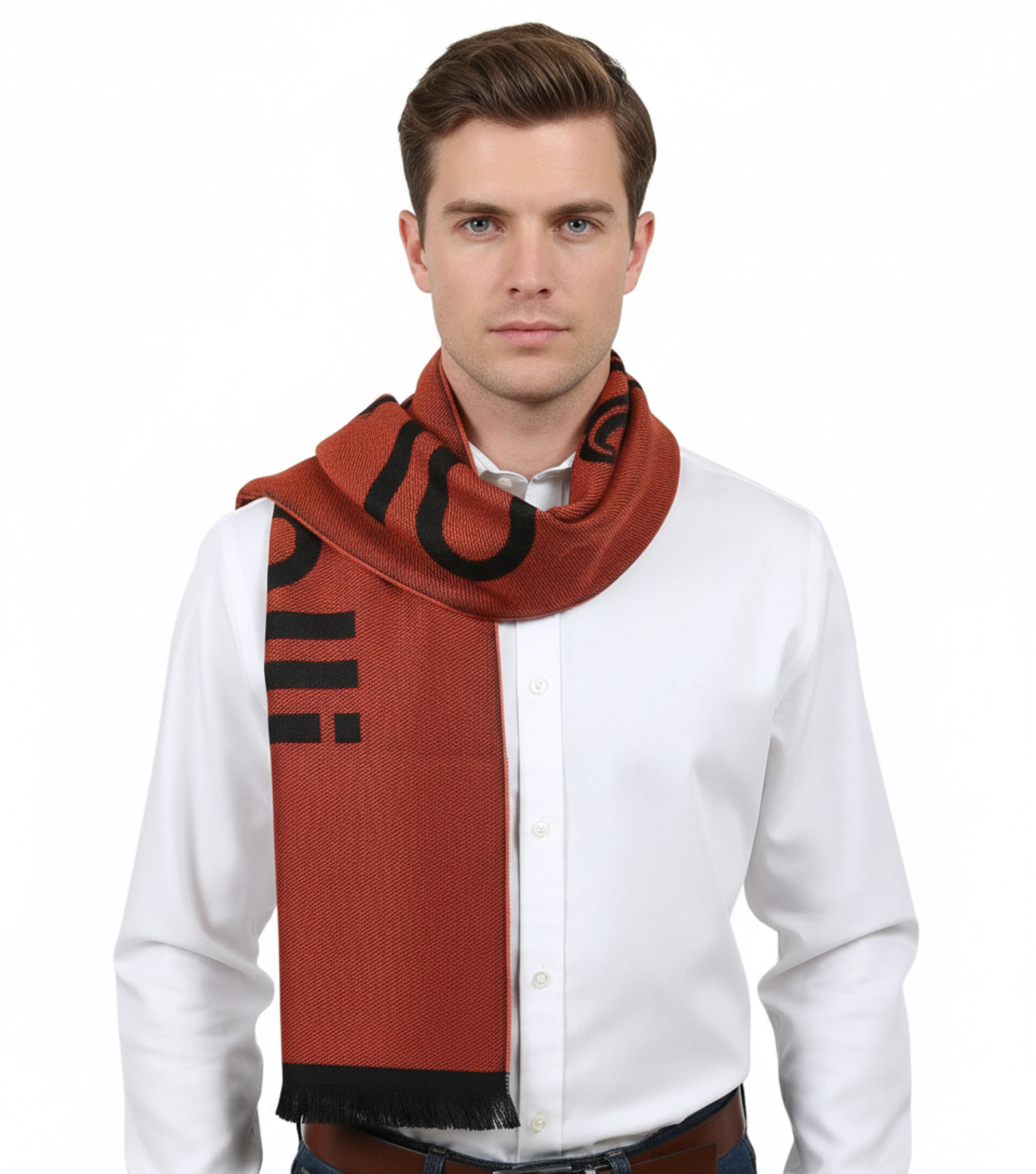 Roberto Cavalli ESZ061 01500 Orange Wool Blend Signature Mens Scarf