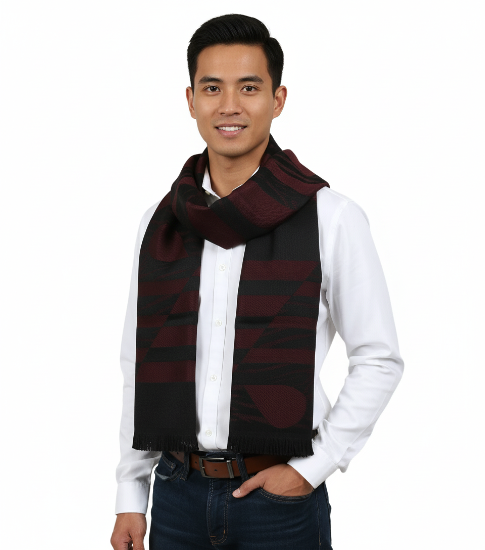 Roberto Cavalli ESZ063 02000 Red Wool Blend Signature Mens Scarf