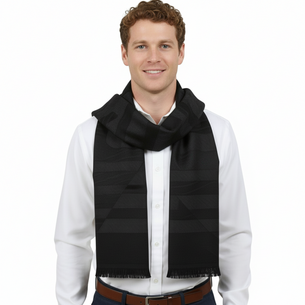 Roberto Cavalli ESZ063 05001 Grey Wool Blend Signature Mens Scarf