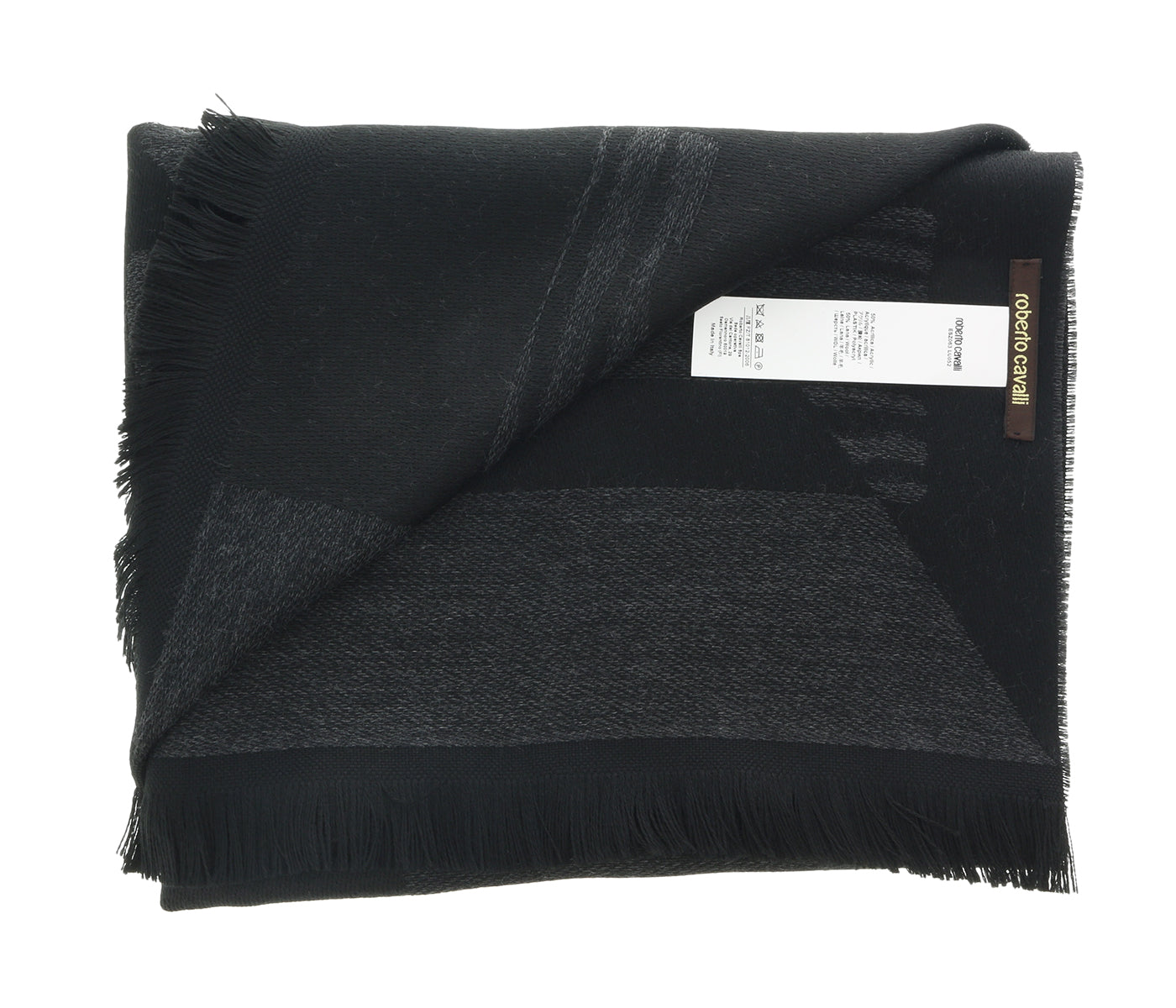 Roberto Cavalli ESZ063 05001 Grey Wool Blend Signature Mens Scarf