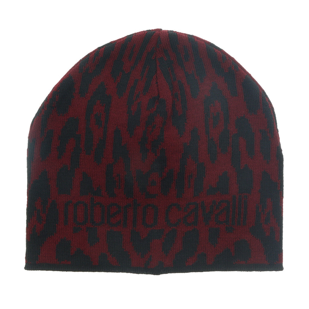 Roberto Cavalli  ESZ026 02000 Maroon Jaguar Beanie Hat