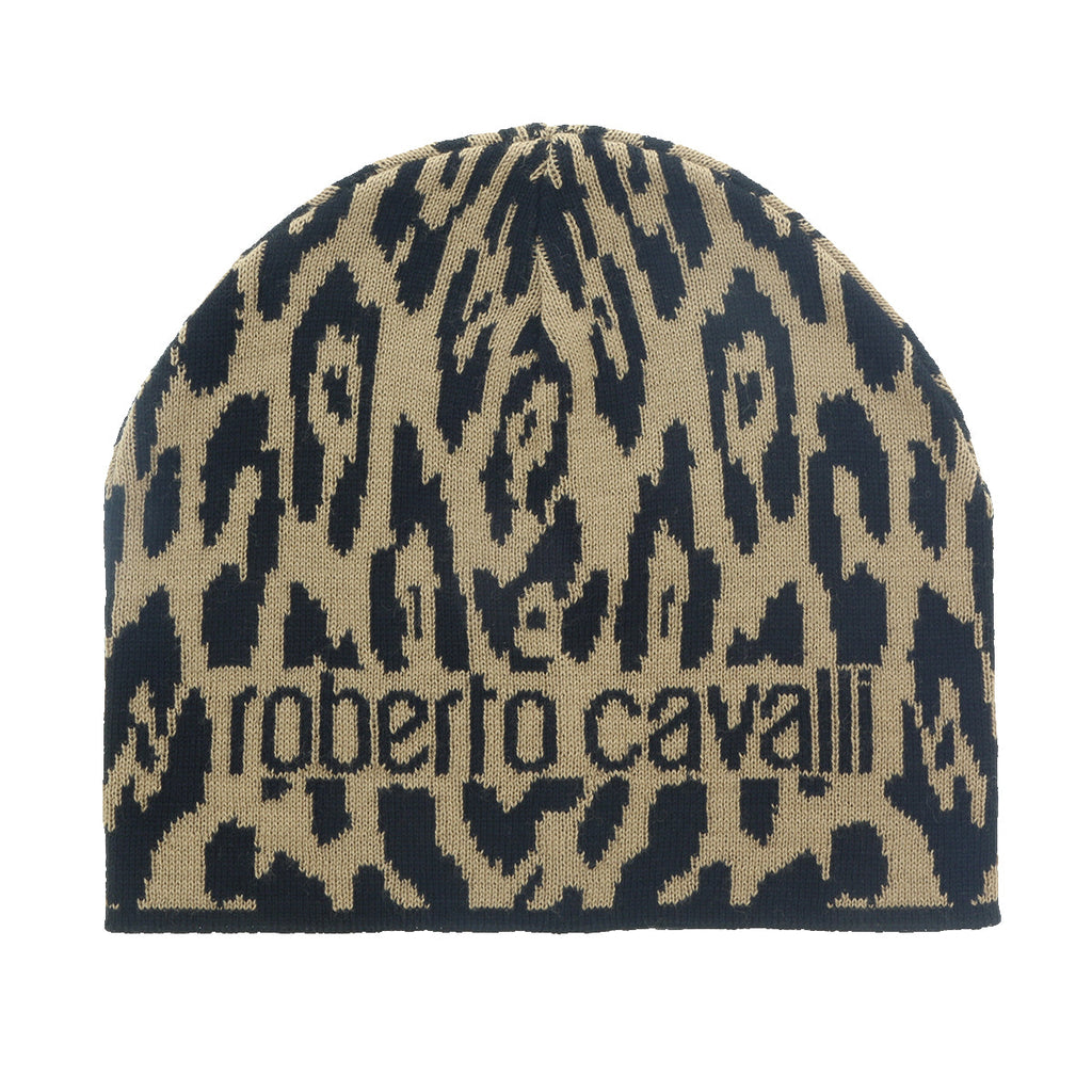 Roberto Cavalli  ESZ026 03506 Camel Jaguar Beanie Hat