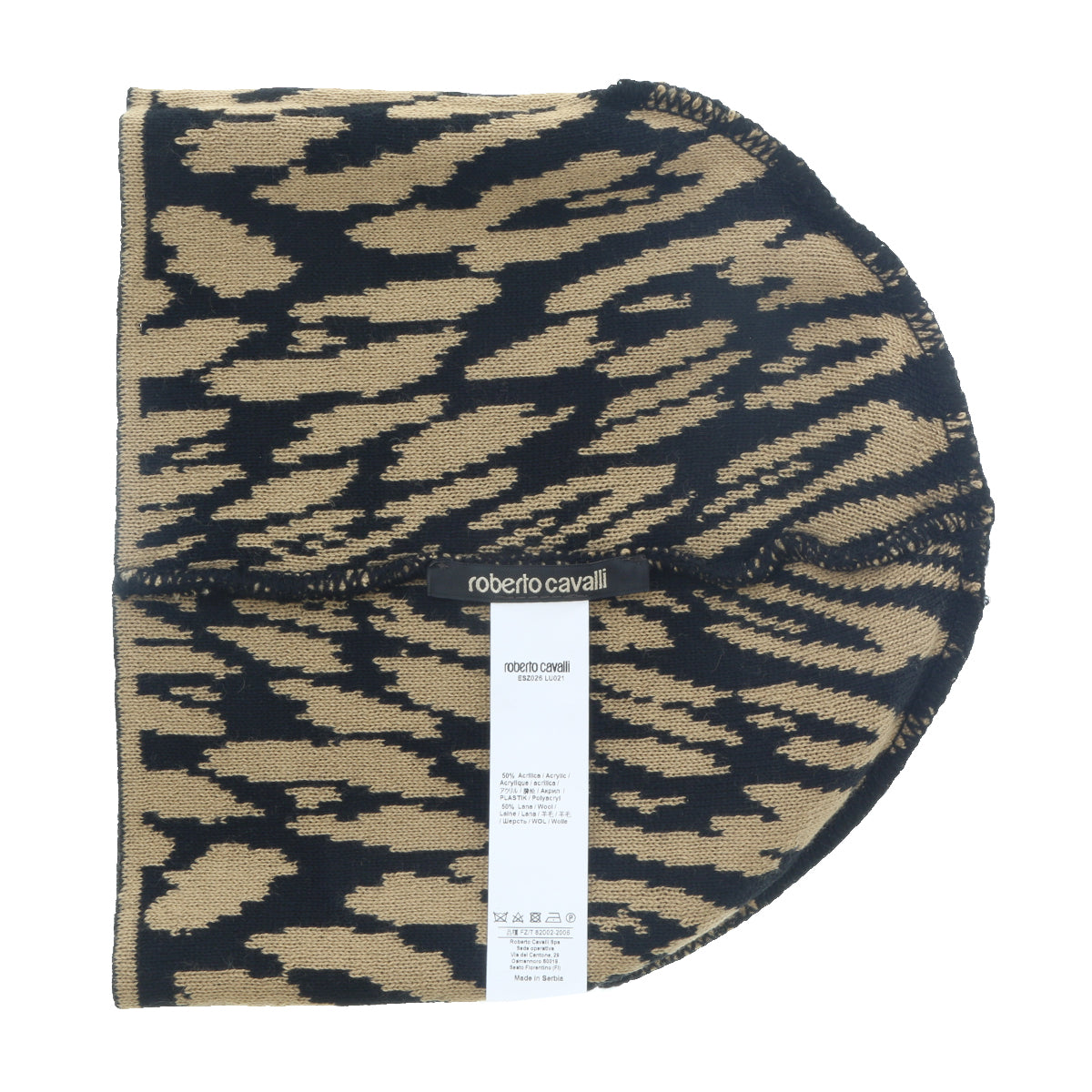 Roberto Cavalli  ESZ026 03506 Camel Jaguar Beanie Hat