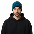 Roberto Cavalli  ESZ031 D2493 Black/Petrol Leopard Beanie Hat