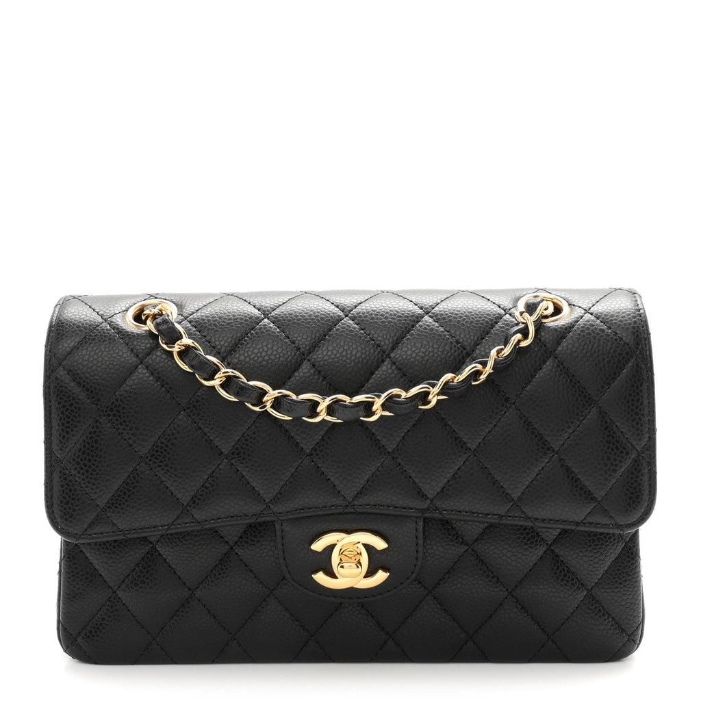 Caviar Quilted Small Double Flap Black