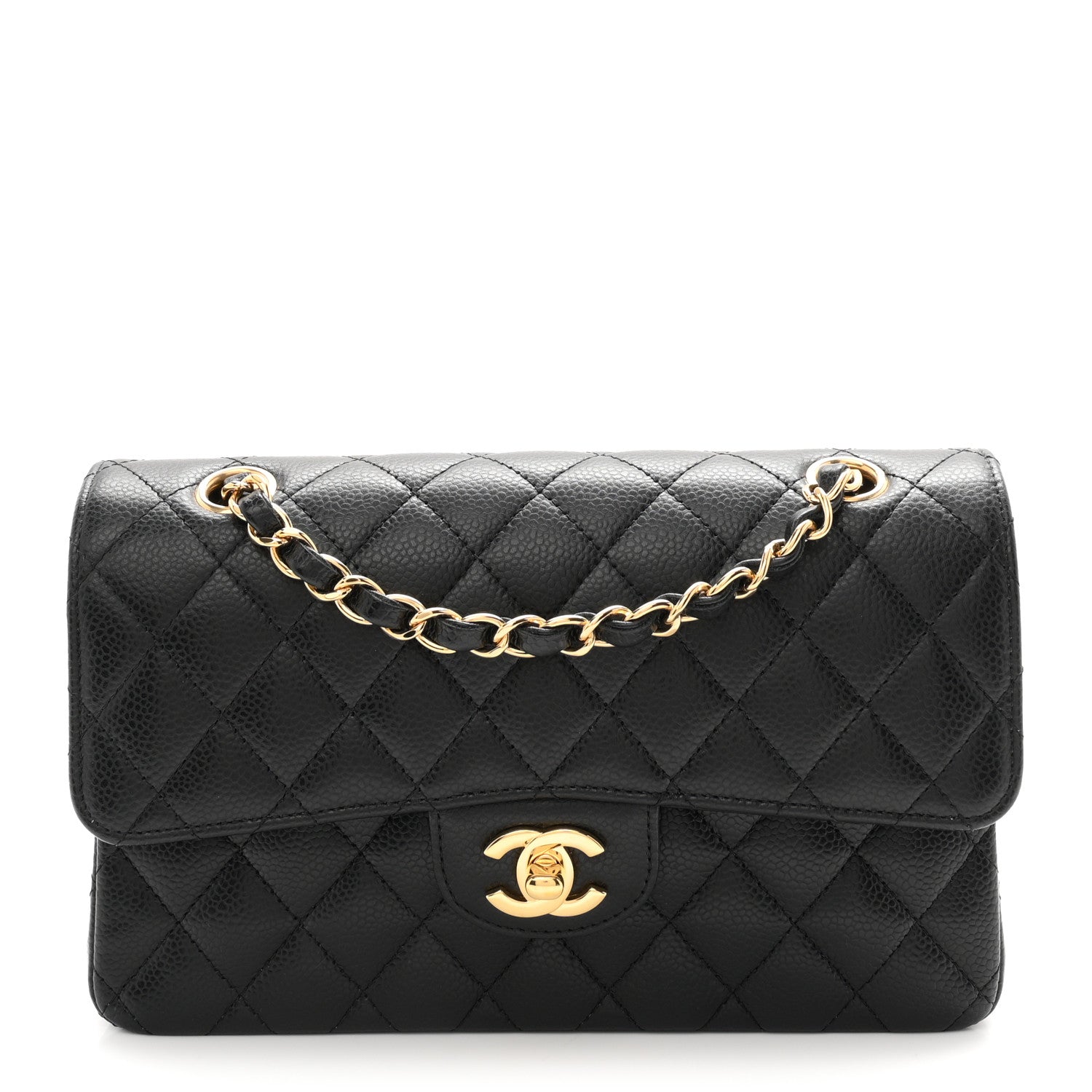 Caviar Quilted Small Double Flap Black