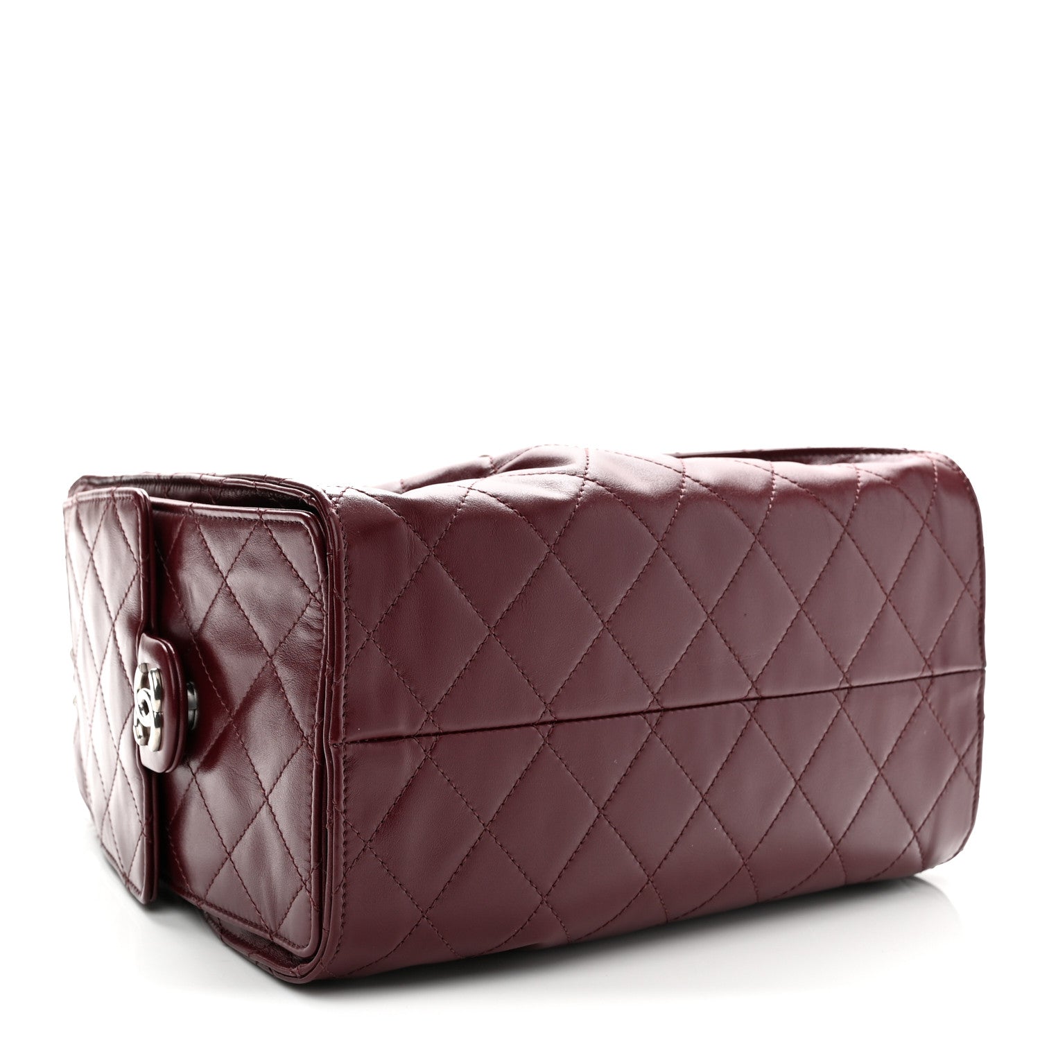 Shiny Calfskin Quilted Small Chanel 25 Handbag Burgundy