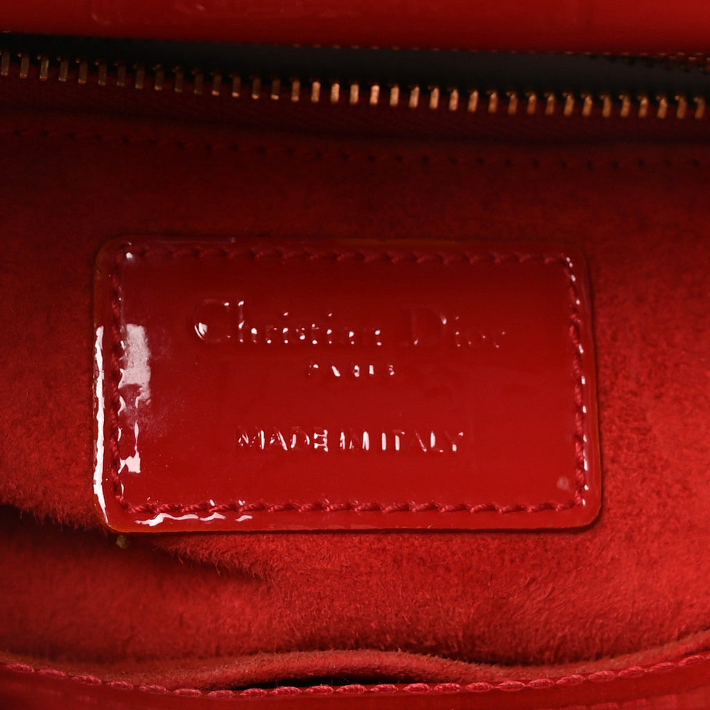 Patent Cannage Small Lady Dior Red