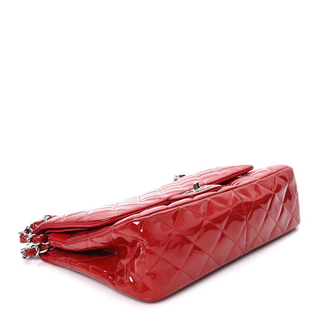 Patent Quilted Jumbo Double Flap Red