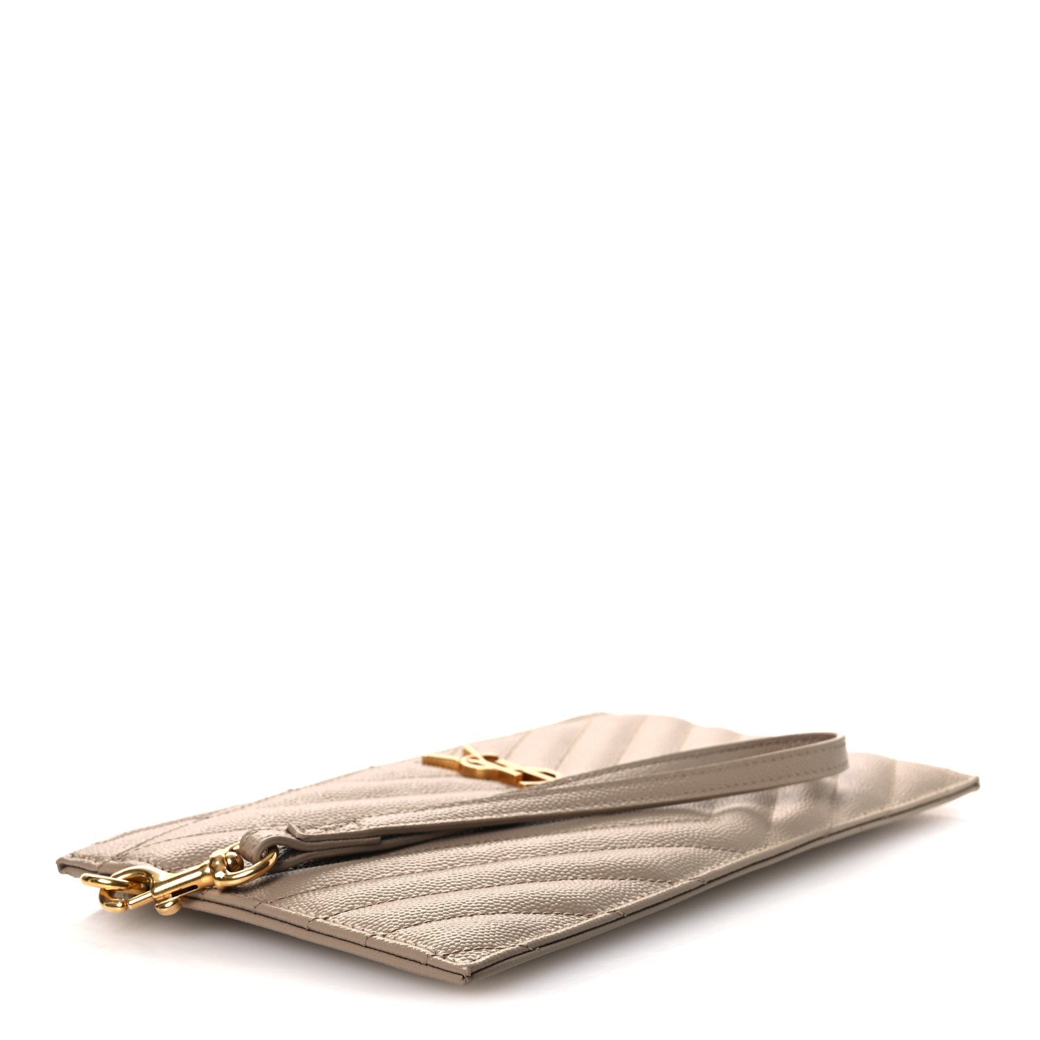 Grain De Poudre Chevron Monogram Large Bill Pouch Dark Beige