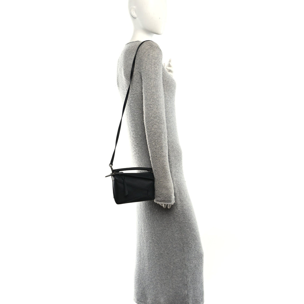 Calfskin Mini Puzzle Edge Bag Black