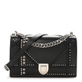 Lambskin Multi Studded Medium Diorama Flap Bag Black