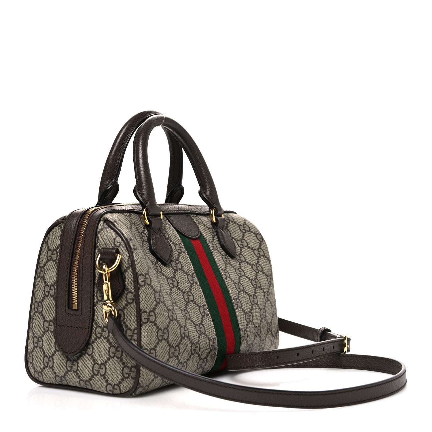 GG Supreme Monogram Web Small Ophidia Top Handle Bag Beige Ebony