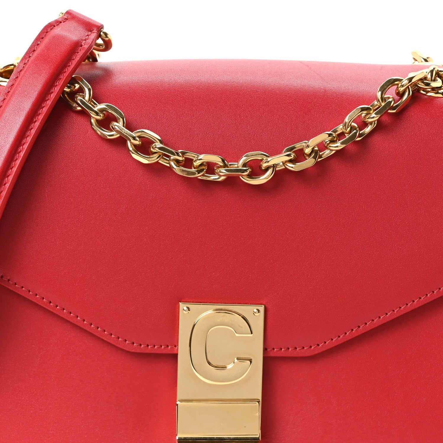 Shiny Calfskin Medium C Bag Red