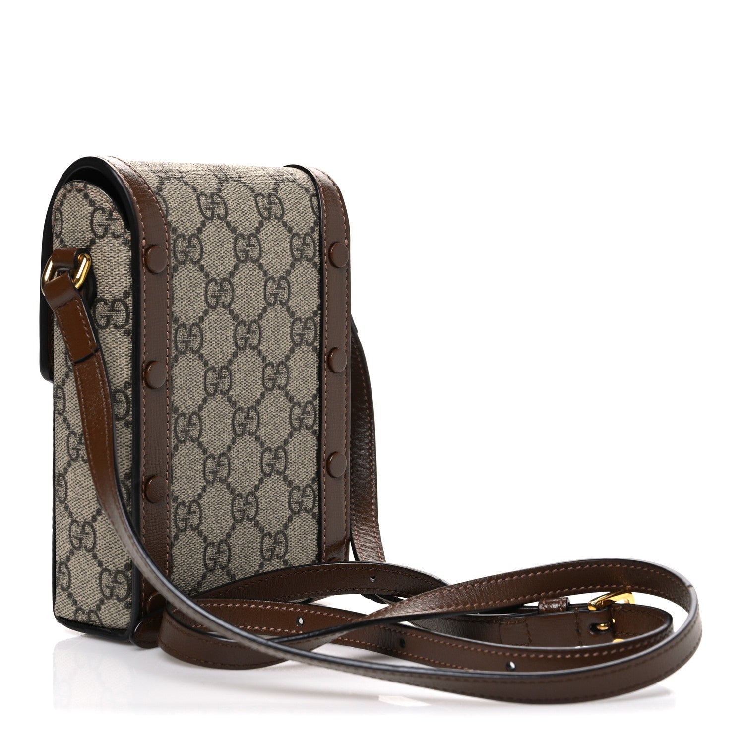 GG Supreme Monogram Mini Horsebit 1955 Crossbody Bag Beige Brown Sugar