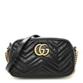 Calfskin Matelasse Small GG Marmont Chain Shoulder Bag Black