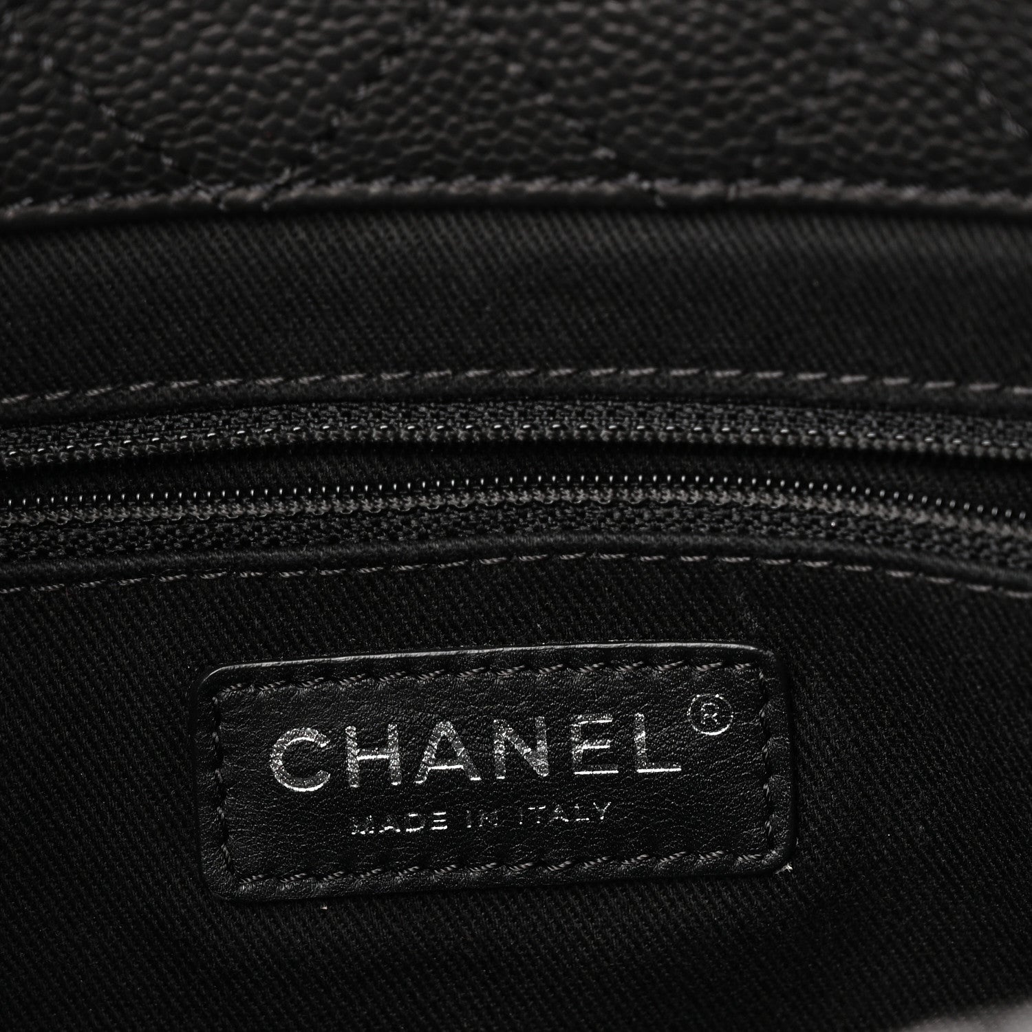 Caviar Quilted Shopping Tote Black