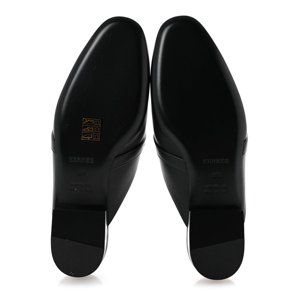 Calfskin Fringe Oz Mules 38.5 Black