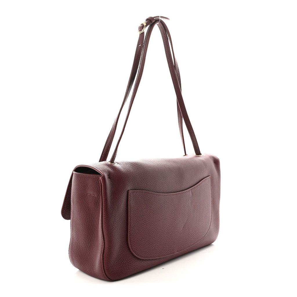 Grained Calfskin Small Souplissimo Maxi Flap Burgundy