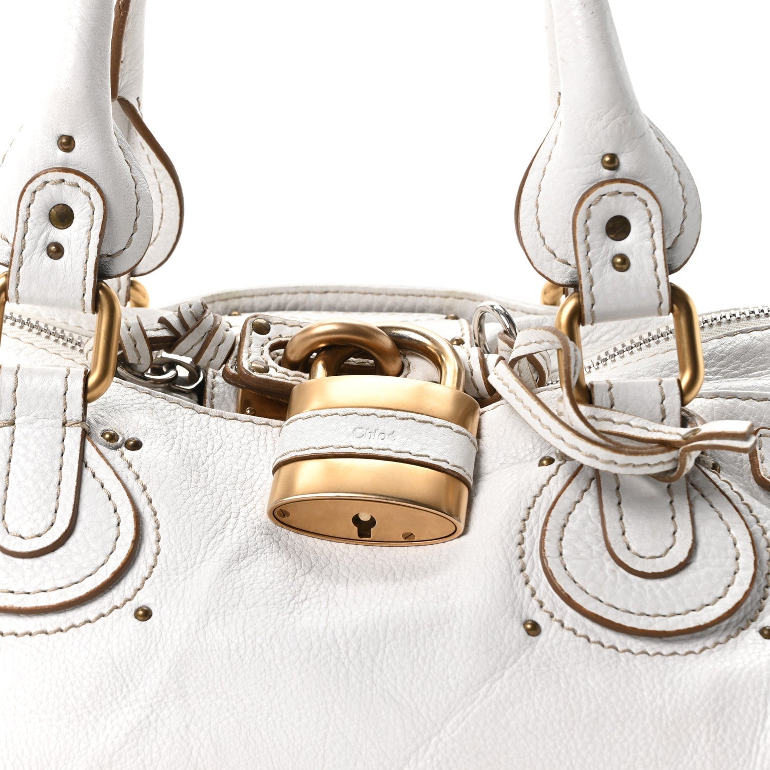 Calfskin Medium Paddington Satchel White
