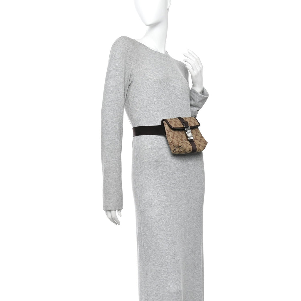 Monogram Waist Pouch Bag Dark Brown