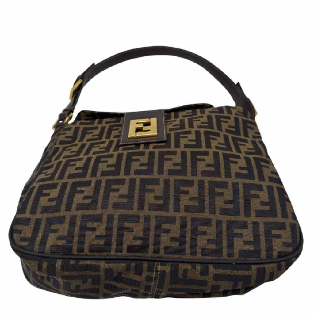 FENDI Canvas Zucca Mamma Baguette Shoulder Bag