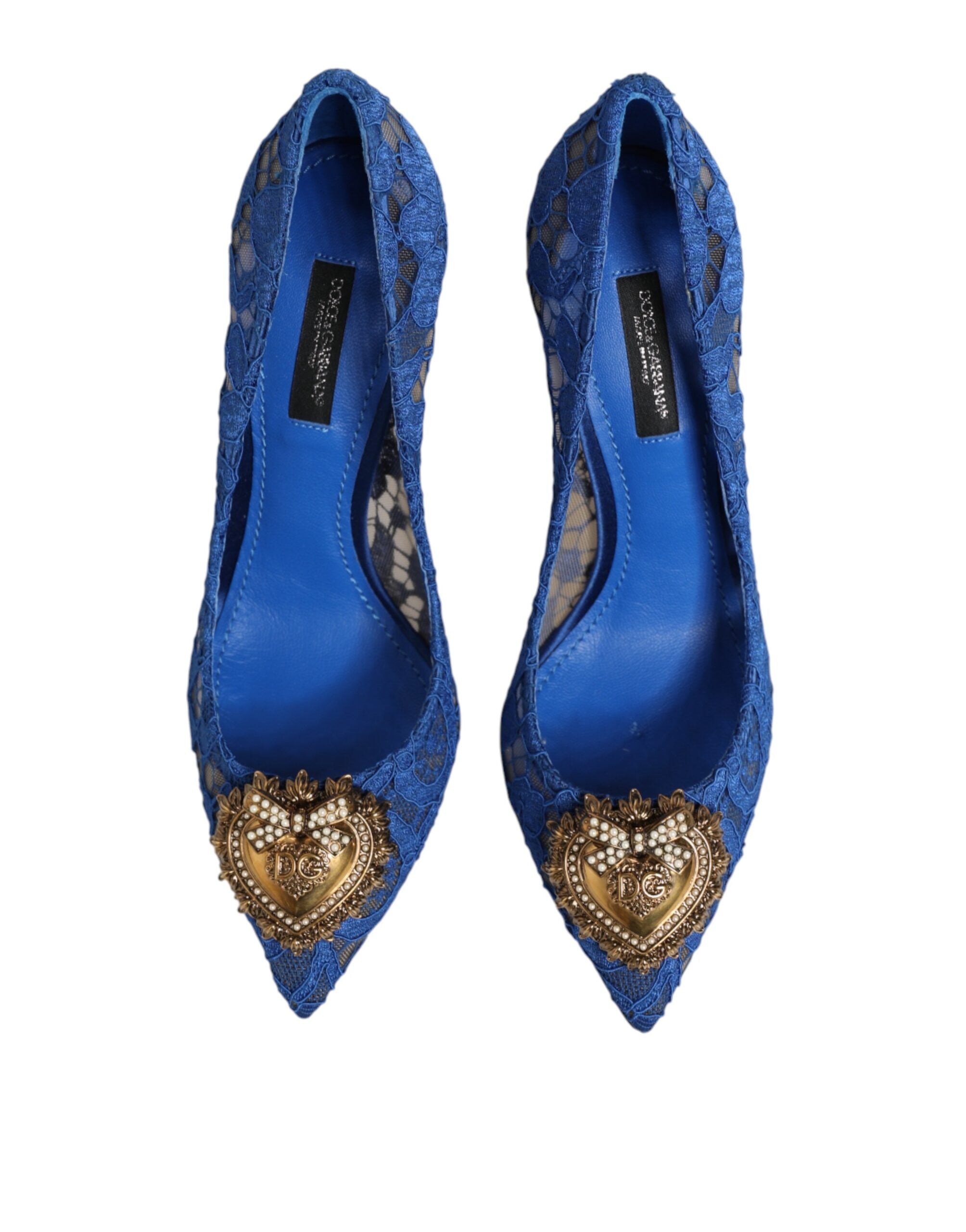 Dolce & Gabbana Blue Taormina Lace DEVOTION Pumps Shoes Women's \\