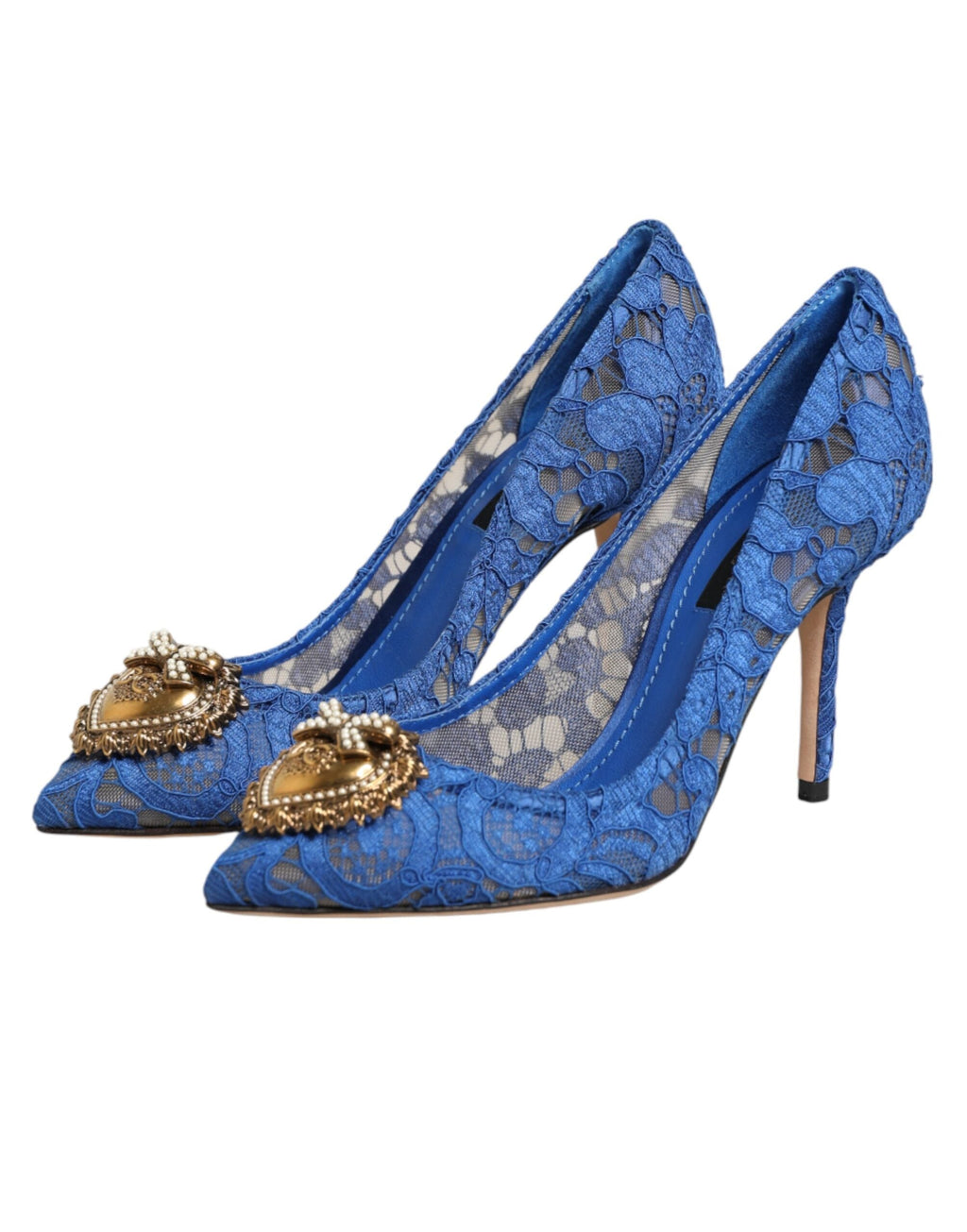 Dolce & Gabbana Blue Taormina Lace DEVOTION Pumps Shoes Women's \\