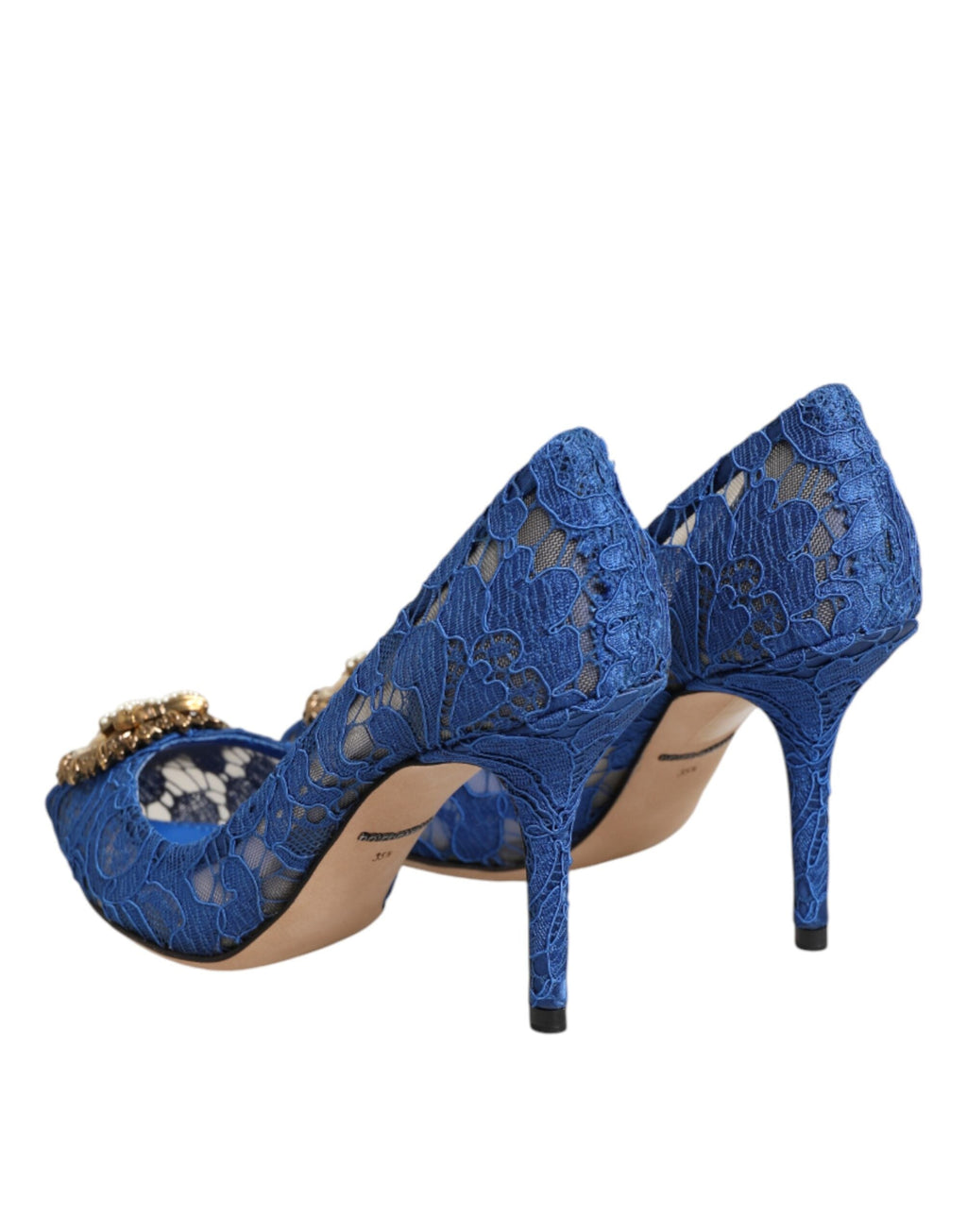 Dolce & Gabbana Blue Taormina Lace DEVOTION Pumps Shoes Women's \\