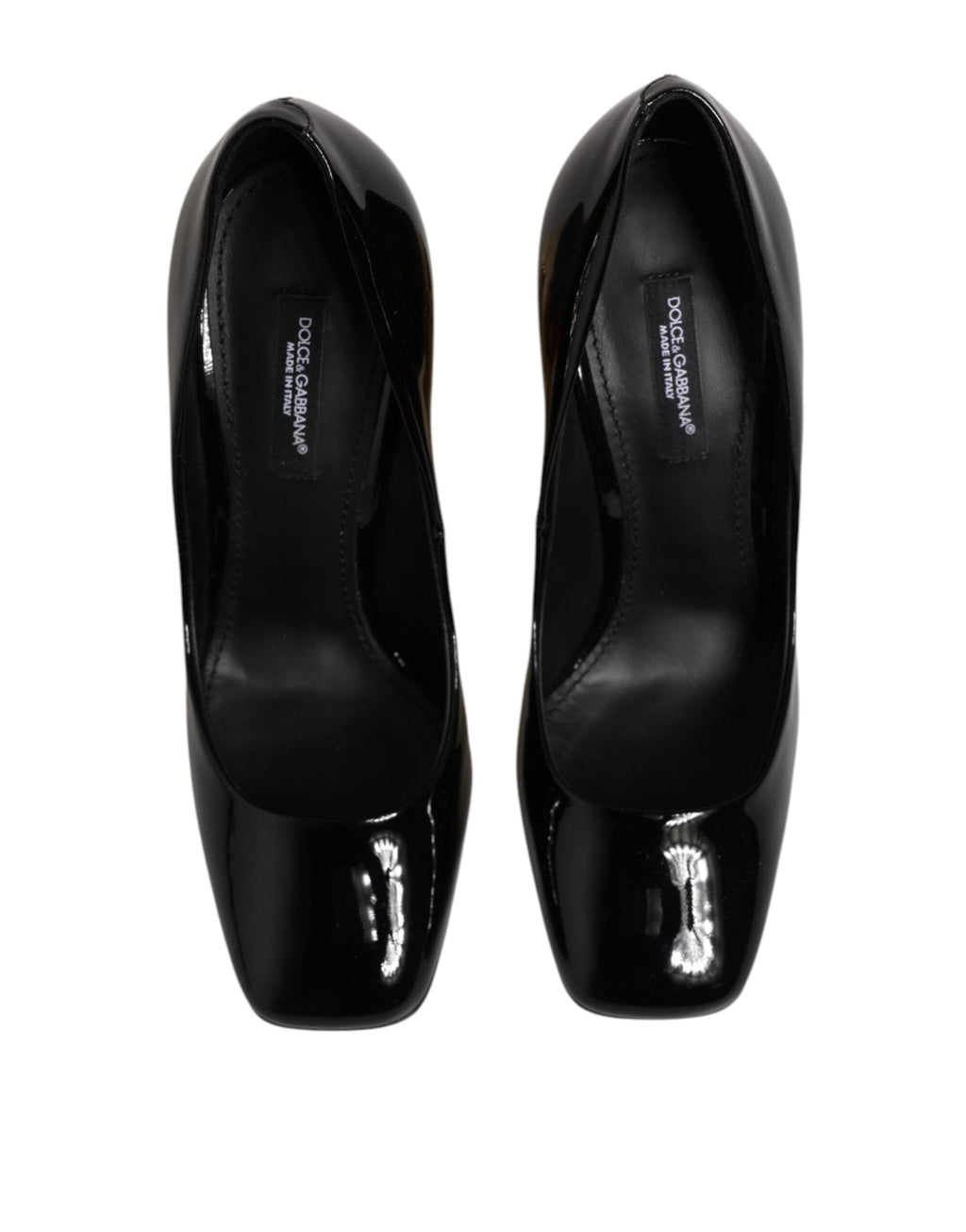 Dolce & Gabbana Black Gold Patent Leather Logo Heels Pumps Women's Shoes