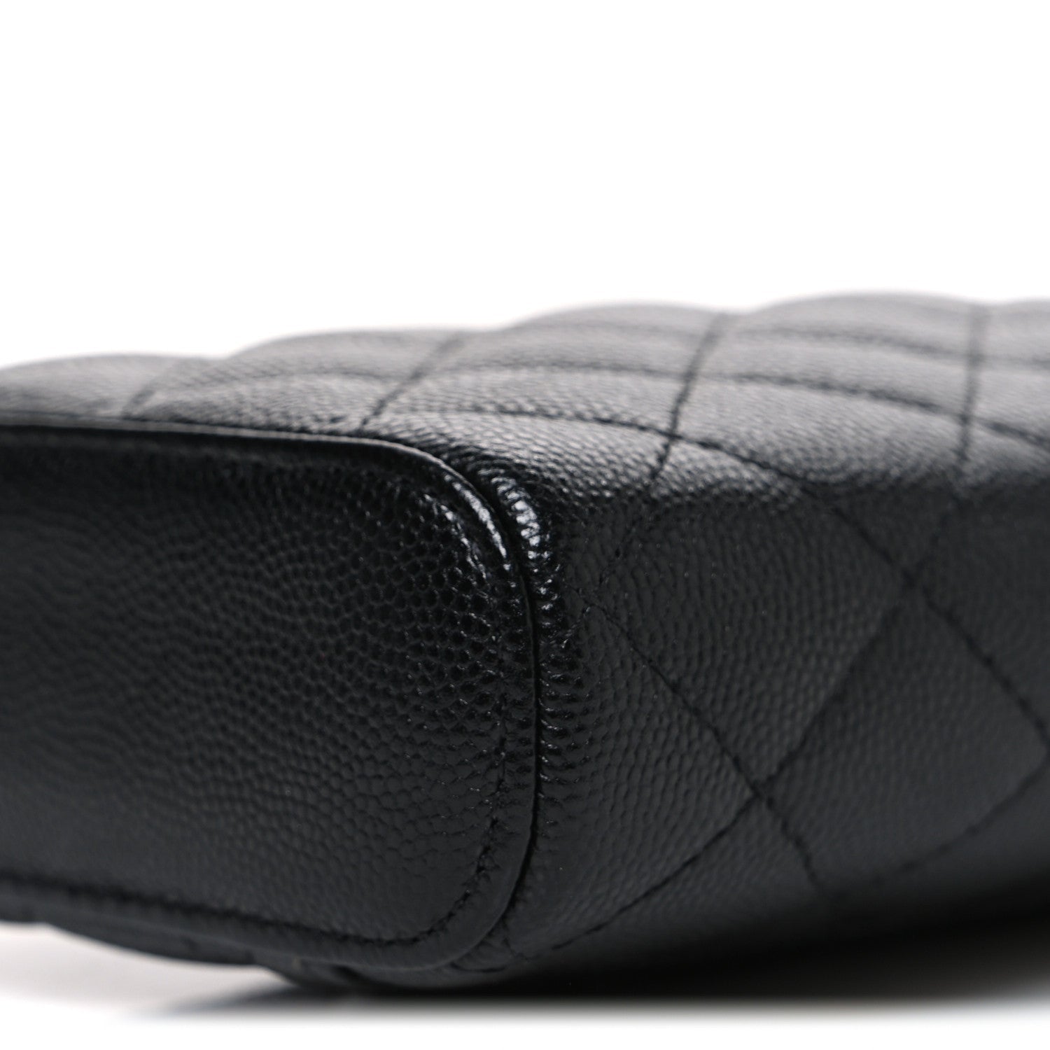 Caviar Quilted Phone Holder With Chain Black