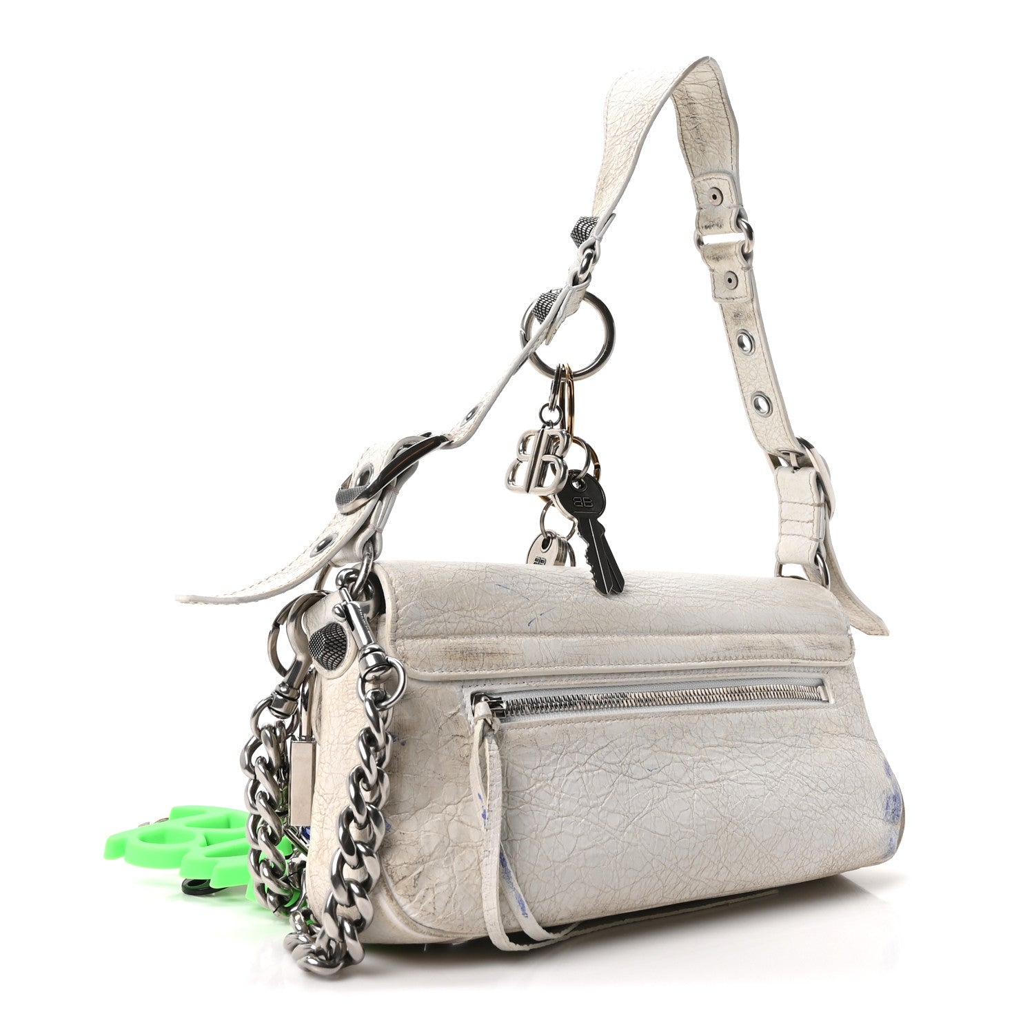 Agneau Arena Charms Small Le Cagole Sling Bag Optic White