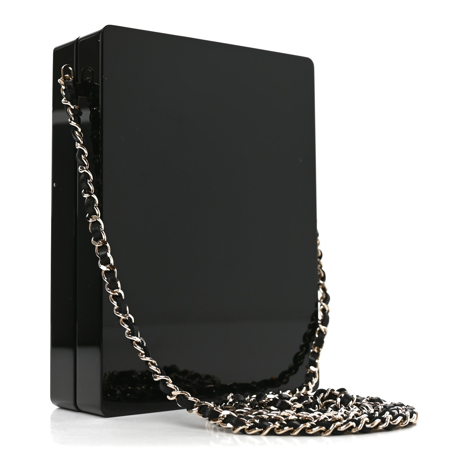 Plexiglass Strass Mosaic No 5 Minaudiere Clutch Black Gold
