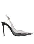 Dolce & Gabbana Black Leather Clear PVC Slingback Pumps Women's Shoes