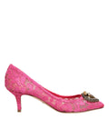 Dolce & Gabbana Pink Taormina Lace DEVOTION Pumps Women's Shoes