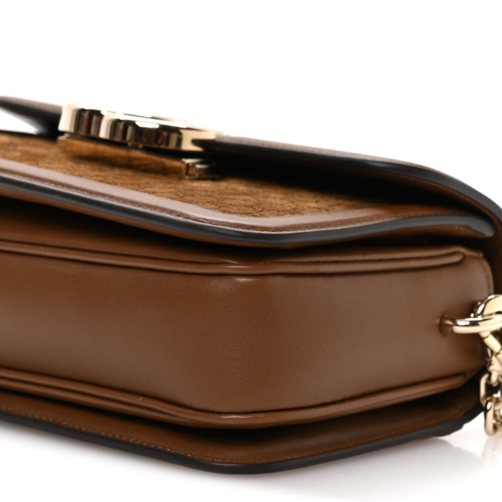 Suede Microguccissima Go Small Shoulder Bag Brown