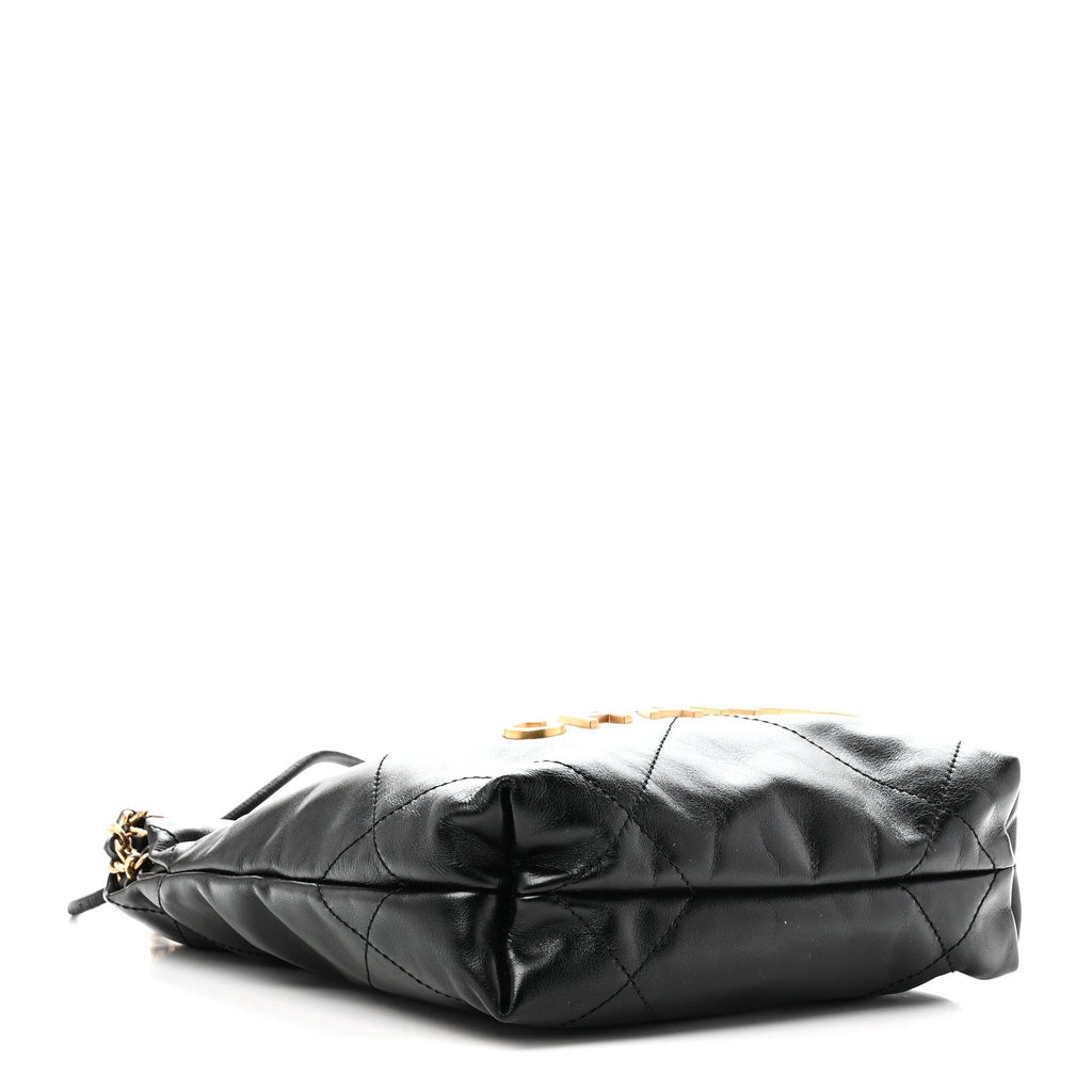 Shiny Calfskin Quilted Mini Chanel 22 Black