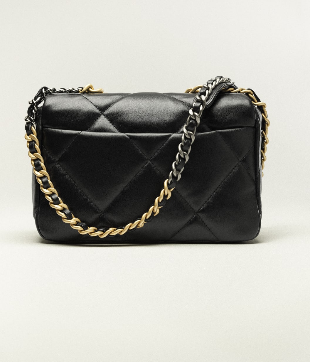 Chanel 19 Black Shiny Lambskin Leather Bag