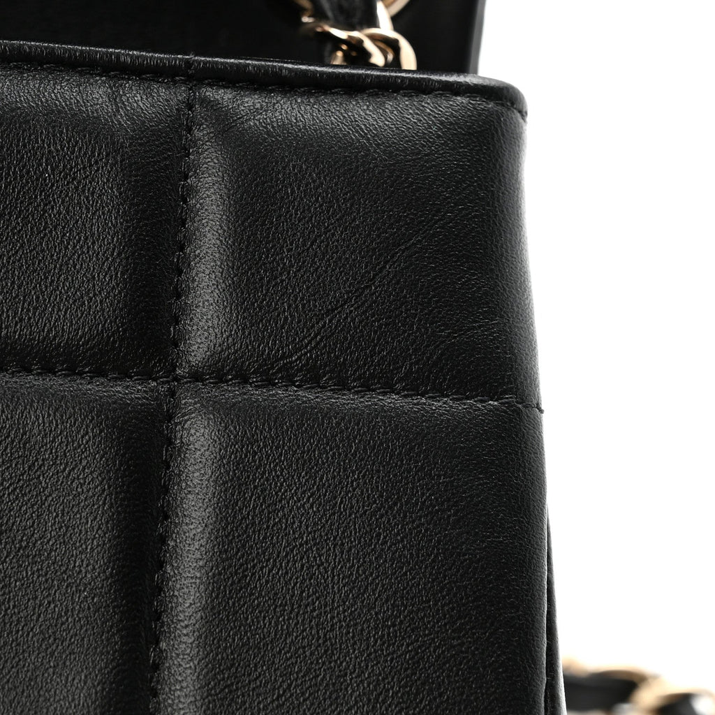 Lambskin Resin Crystal Square Quilted Mini Monacoco Flap Black