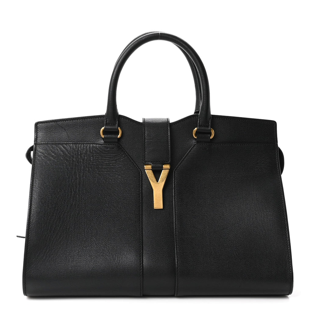 Textured Calfskin Medium Cabas ChYc Black