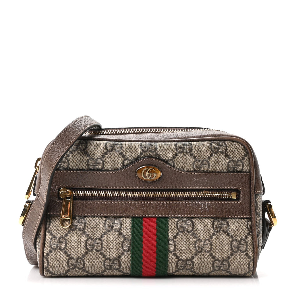 GG Supreme Monogram Web Mini Ophidia Shoulder Bag Brown