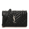 Grain De Poudre Textured Mixed Matelasse Triquilt Small Monogram Satchel Black